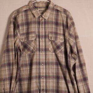 Ariat Lot of 2 Shirts Men XL Red Plaid Retro Fit Pearl Snap Cowboy Western Rodeo